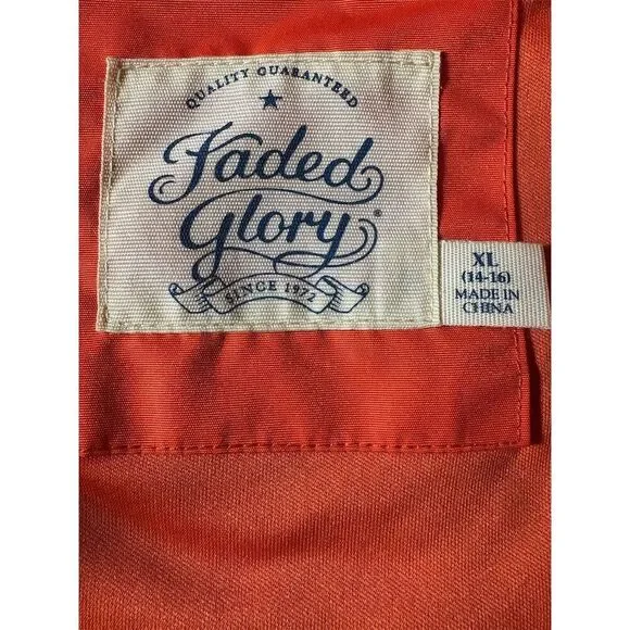 Faded Glory Boys XL Orange Hooded Windbreaker Jacket Zipper Closure - Picture 8 of 8